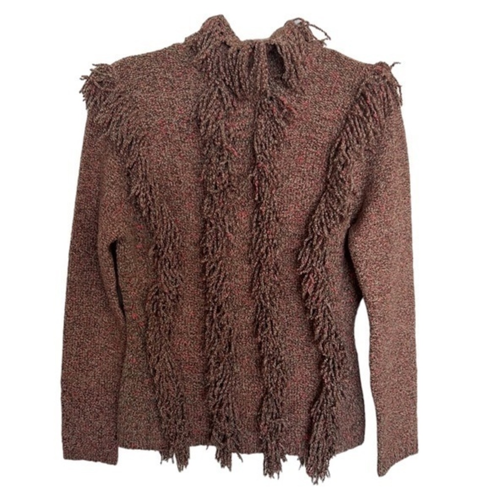 YIGAL AZROUEL fringe wool blend designer sweater in size Large
